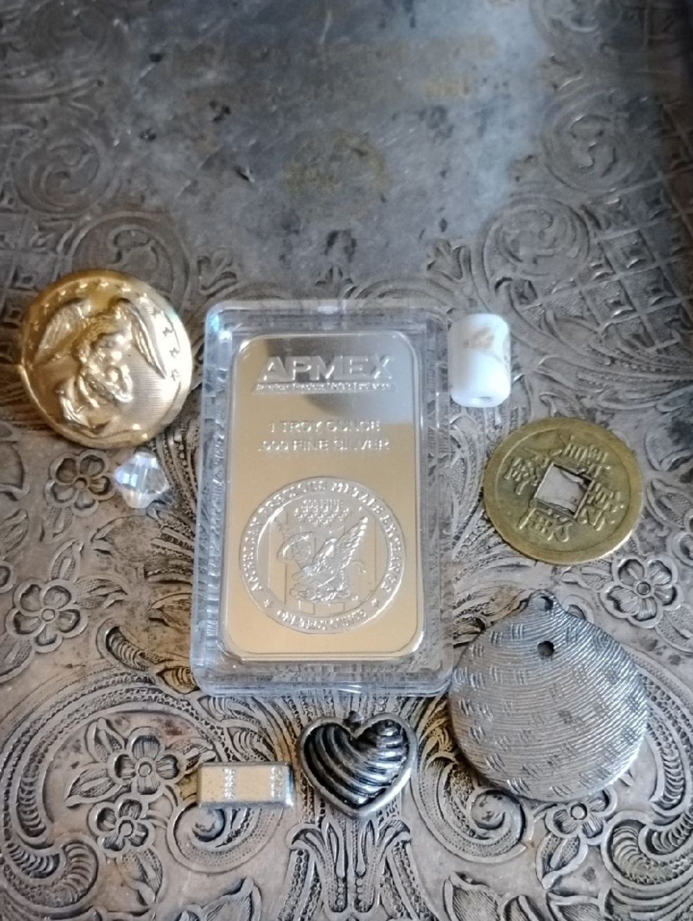 APMEX 1 Troy Oz .999 Fine Silver Plated Bar - Silver Accents with BONUS INCLUDED